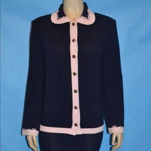 St John Collection Navy Suit trim in pink🎀🎀